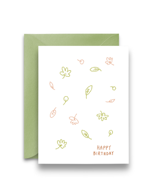 Dancing Leaves Birthday Card, Front Side